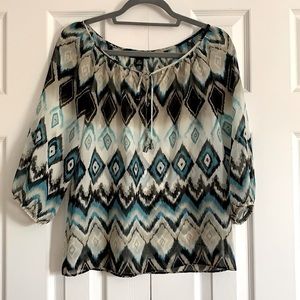 🌳Geometric Turquoise Blouse